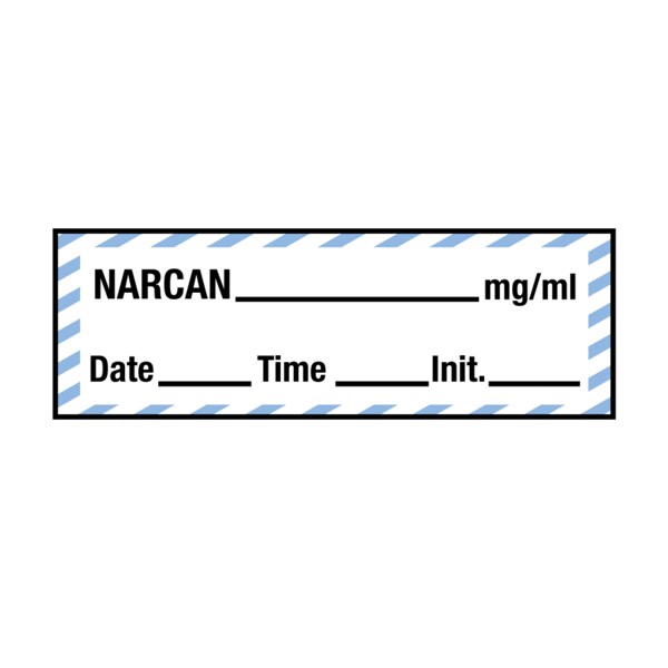 Tape, Narcan 1/2 x 500 White w/Blue stripes & Black, PK6
